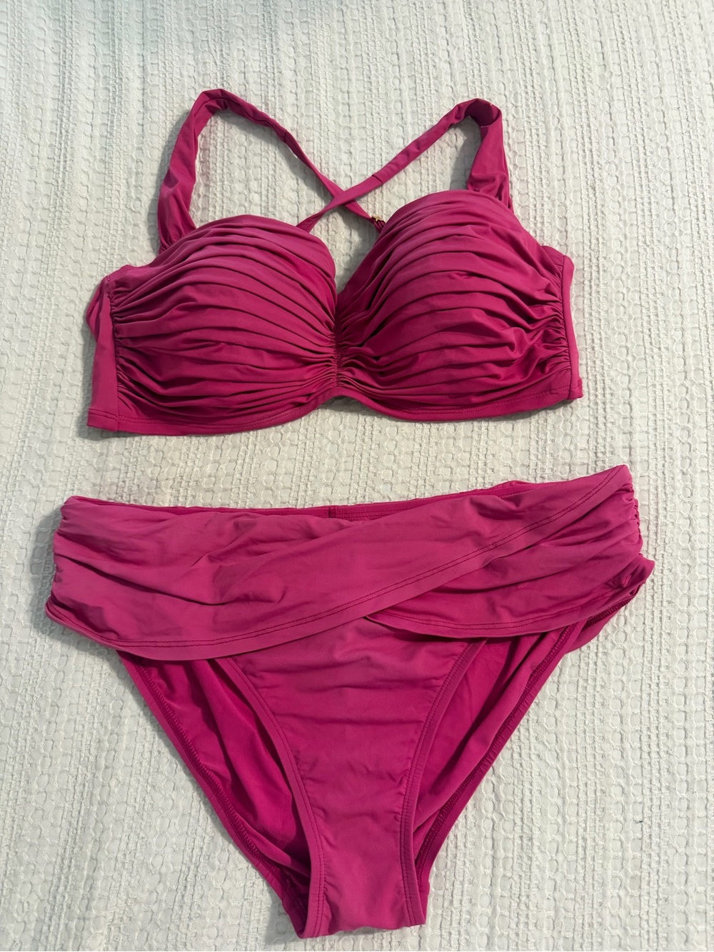 Women’s Ruched Magenta Bikini Set